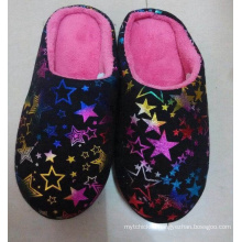 Printing stars black shoes women winter indoor home slipper